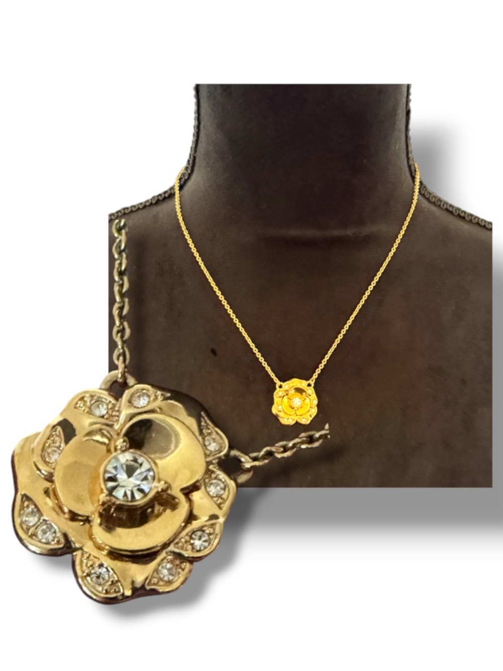 Kate Spade Women’s Elegant Gold Rose Flower Pendant Necklace with Rhinestones